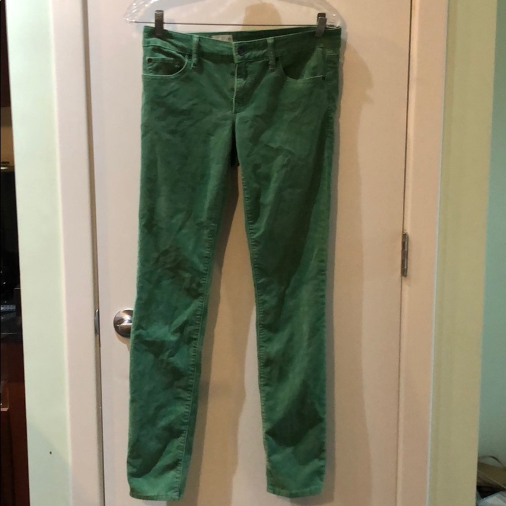 Green skinny corduroy pants